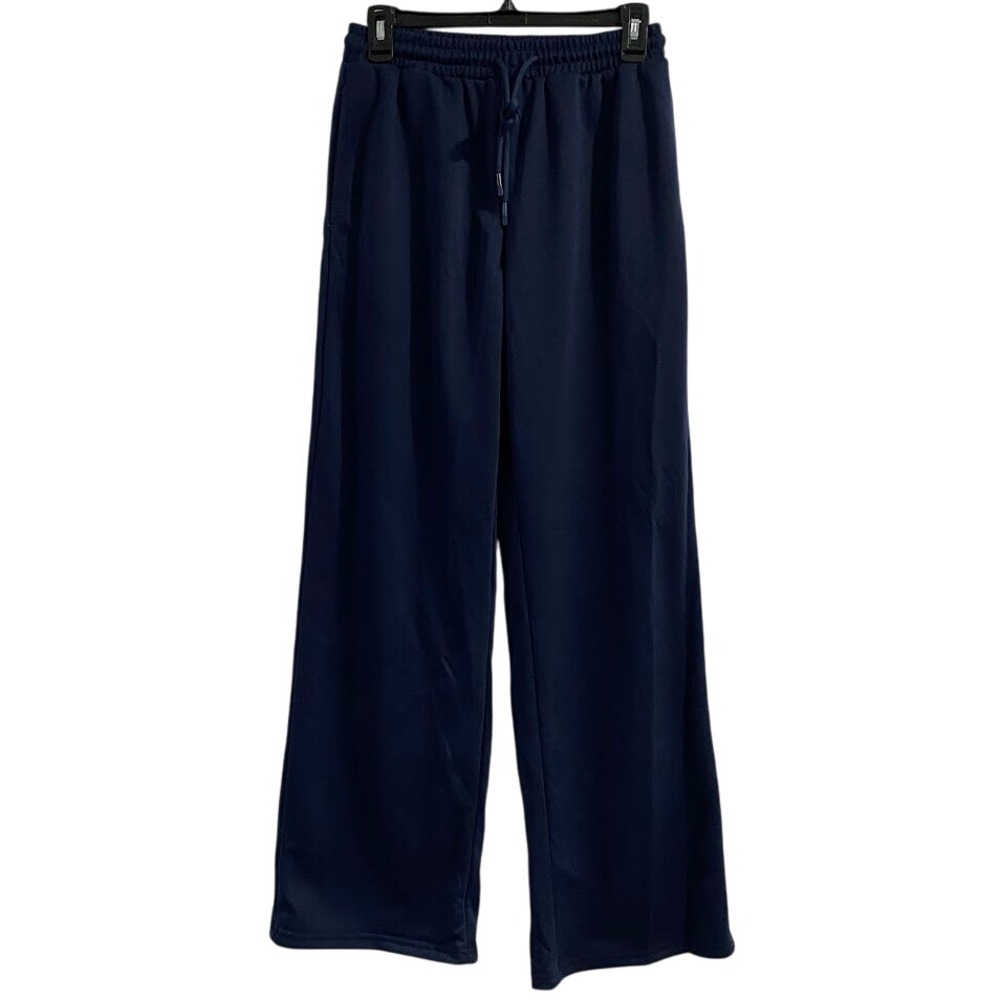 CIDER Navy Blue Wide Leg Sweatpants Women's Drawstring Comfortable Lounge Pant S